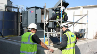 A distribution transformer being commissioned.