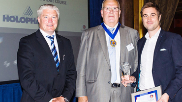 (From left to right) Steve Davies, LIA CEO, LIA President Peter Scott and Holophane David Currie Award winner, John Bullivant.