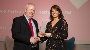 Ireland Region Young FM of the Year Bernie McManamon, Sodexo, and Des Maguire, Managing Director of Tech Skills Resources, sponsor of the BIFM Ireland Awards.
