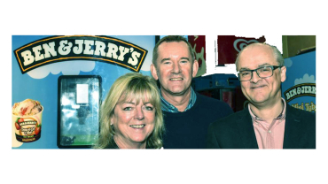 In the warehouse at PG Group. Left to Right: Avril Elson (CEO) and Malcolm Gough (Systems & Reporting Manager) from PG Group, and Simon Black (MD, SB Software).