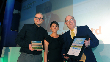 Martin Usher, managing director of Grotech Production (far right) receives the Rising star award at the Humber Renewables Awards.