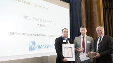 Pictured LIA President Dave Ribbons, Outstanding Student Neil Postlethwaite and LIA CEO Steve Davies.