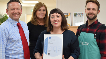 (left to right) Ian Thomas, CEO, Karen Cawley, HR Assistant. Hannah Carmichael, Bid Manager. Miguel Camara, Coffee Brand Manager.