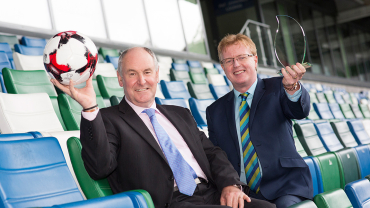 Stephen Welch, former winner of the 2016 BIFM Ireland Recognition Award, and Ray Taylor, Regional Operations Director of Summit sponsors Aramark.