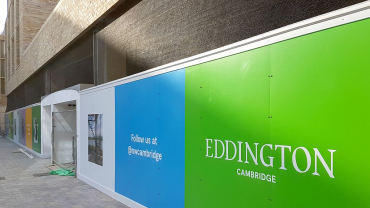 Cambridge University hoarding installation.