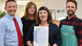 (left to right) Ian Thomas, CEO, Karen Cawley, HR Assistant. Hannah Carmichael, Bid Manager. Miguel Camara, Coffee Brand Manager.